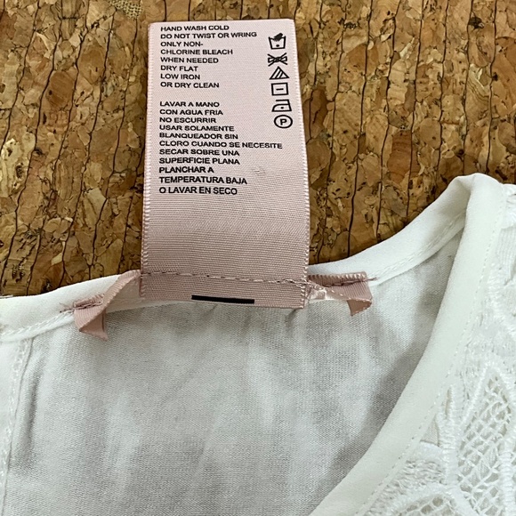 Philosophy White Floral Lace Top Women’s Small Short Sleeve Sheer Overlay Blouse - Picture 10 of 11